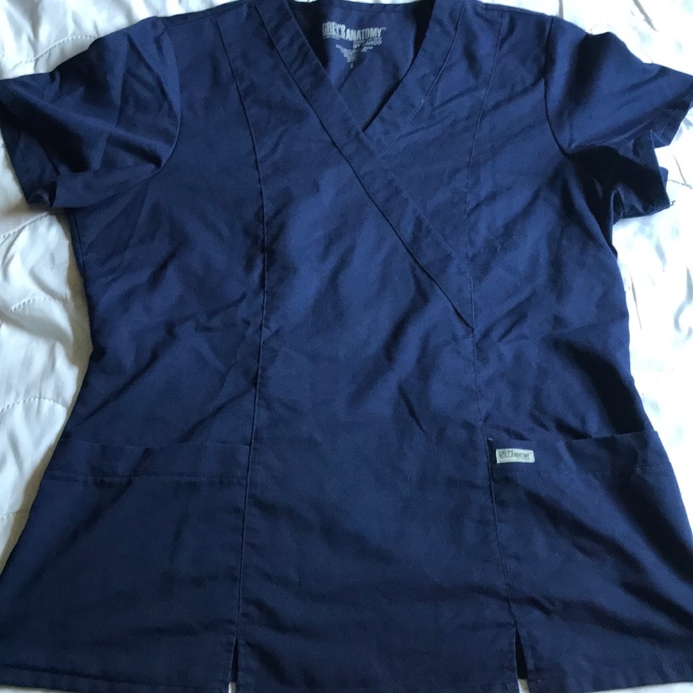 Greys Anatomy Navy Blue Scrub Top